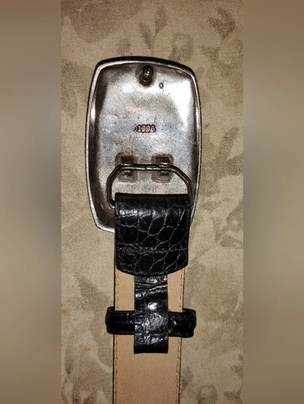 VINTAGE BRIGHTON SILVER ROSE LEATHER BELT